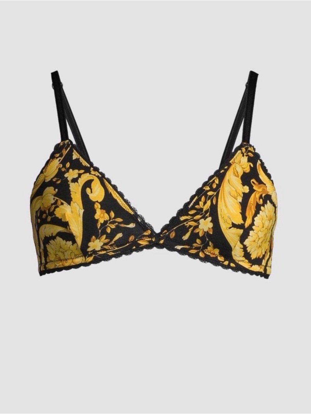 Versace Black & Gold Baroque Triangle Bra